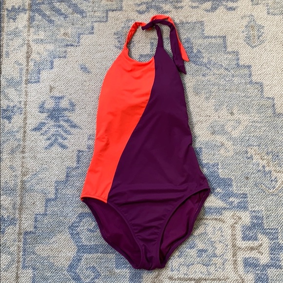 NWOT Athleta Asym Colorblock One Piece Sz S - Picture 2 of 6